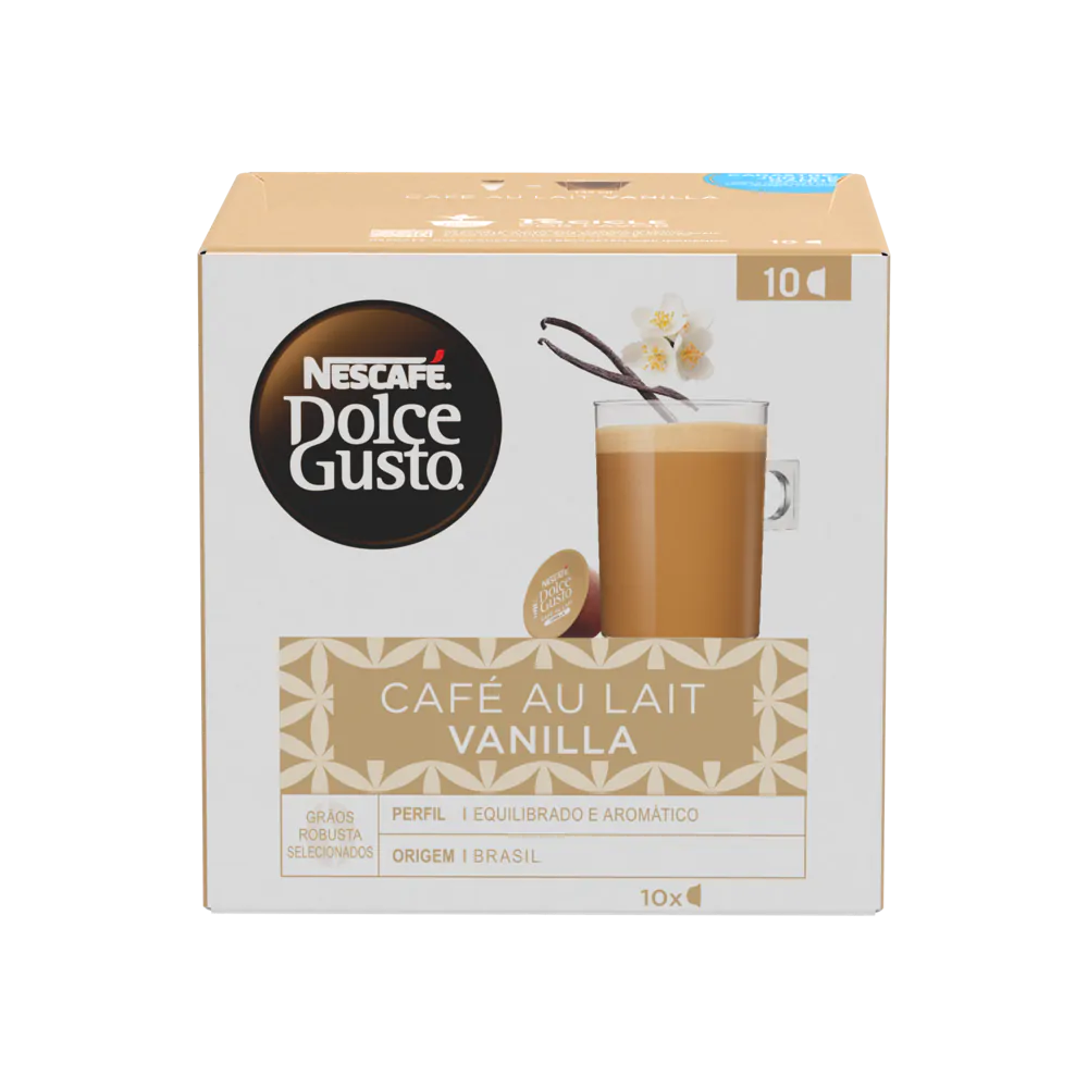 Front view of CAFÉ AU LAIT VANILLA 10 CÁPSULAS box